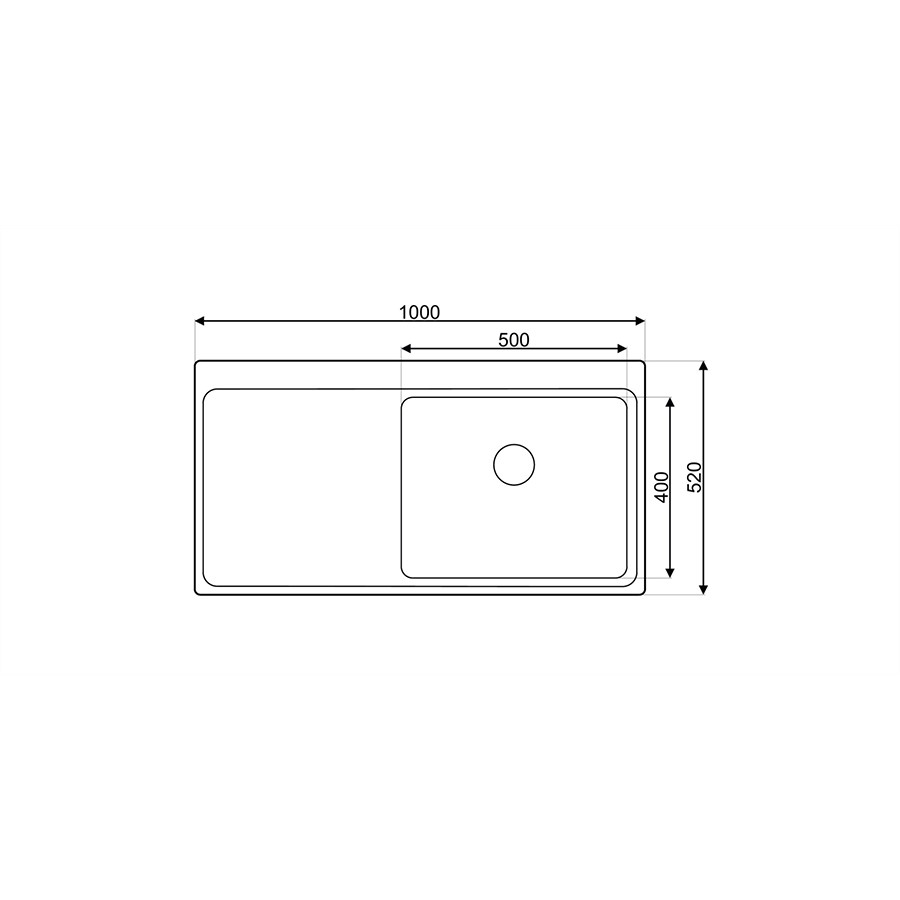 additioanl image for  Asil Sink 1 Bowl S/S F/Mount 100 x 52 cm 