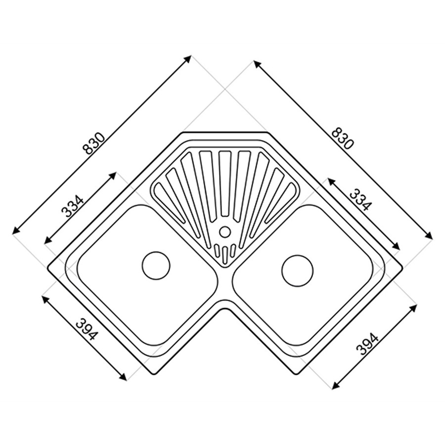 additioanl image for  Asil Sink 2 Bowl Corner 83 x 83 cm 