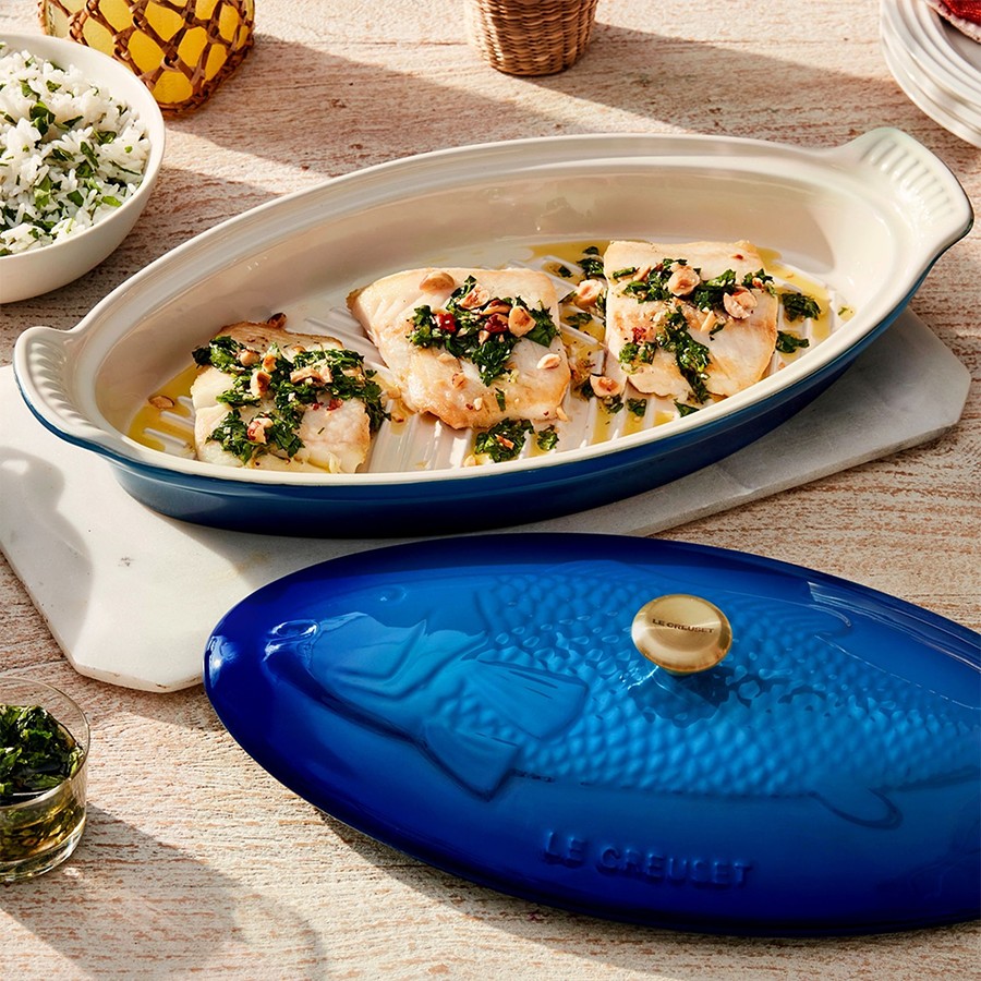 additioanl image for  Le Creuset Heritage Fish Dish Azure Blue 