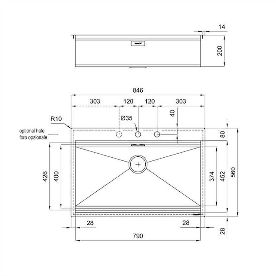 additioanl image for  Foster Sink Milano Flushmount SS 84.6x56 