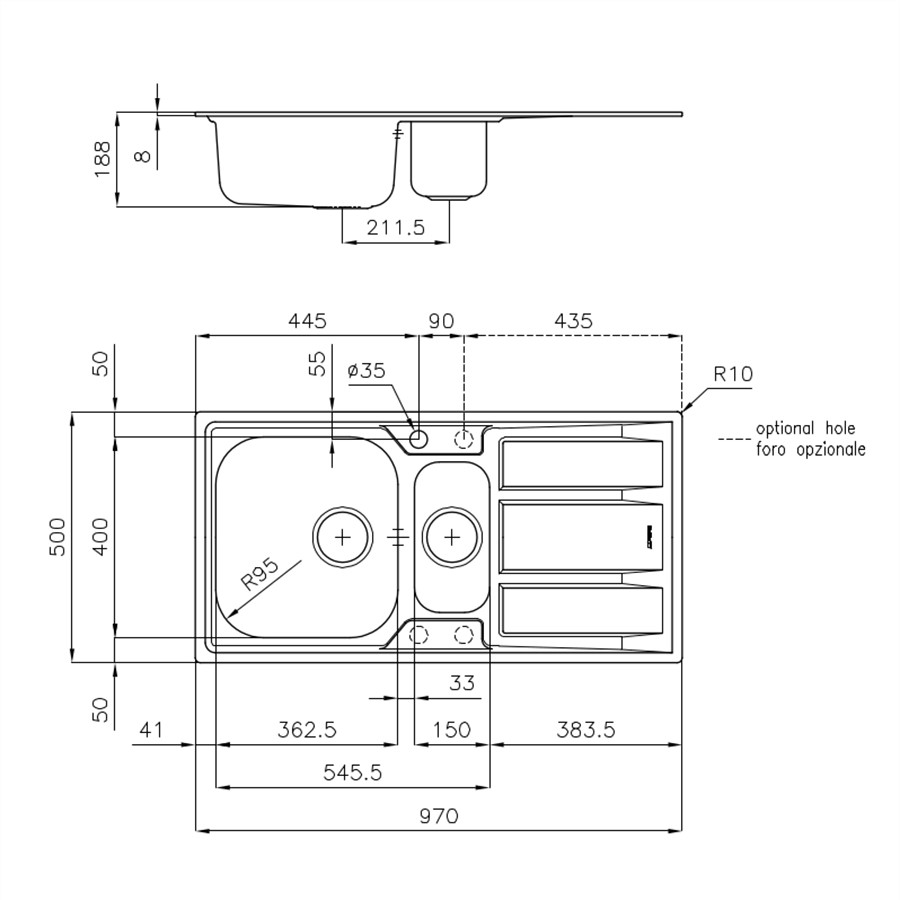 additioanl image for  Foster Sink FM Marine 1 Bowl 97 x 50 cm 