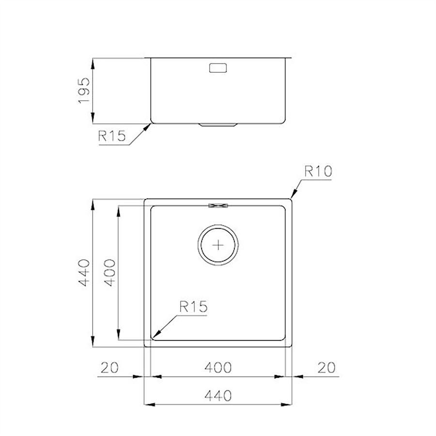 additioanl image for  Foster Sink 1 Bowl S/Steel 44 x 44 cm 