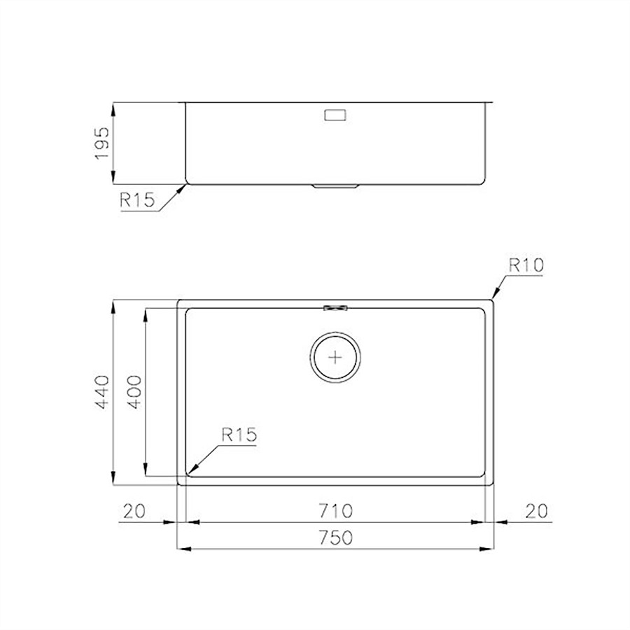 additioanl image for  Foster Sink 1 Bowl S/Steel 71 x 40 cm 