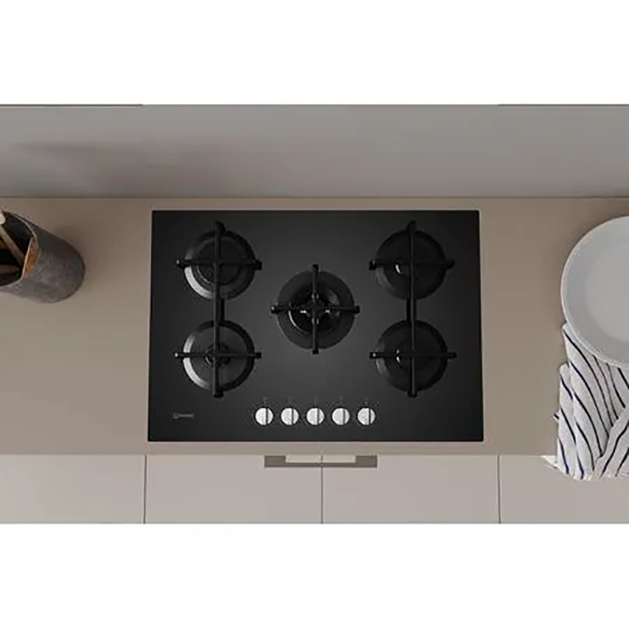 additioanl image for  Indesit Hob Gas 5 Burner Glass Blk 75cm 