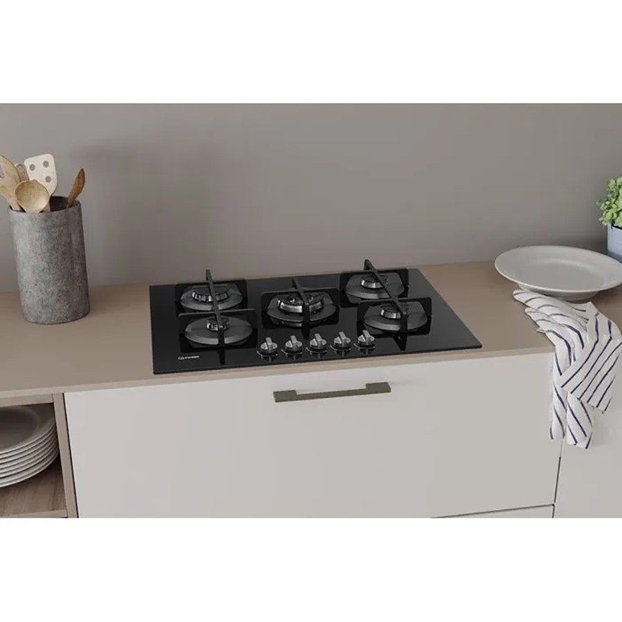 additioanl image for  Indesit Hob Gas 5 Burner Glass Blk 75cm 
