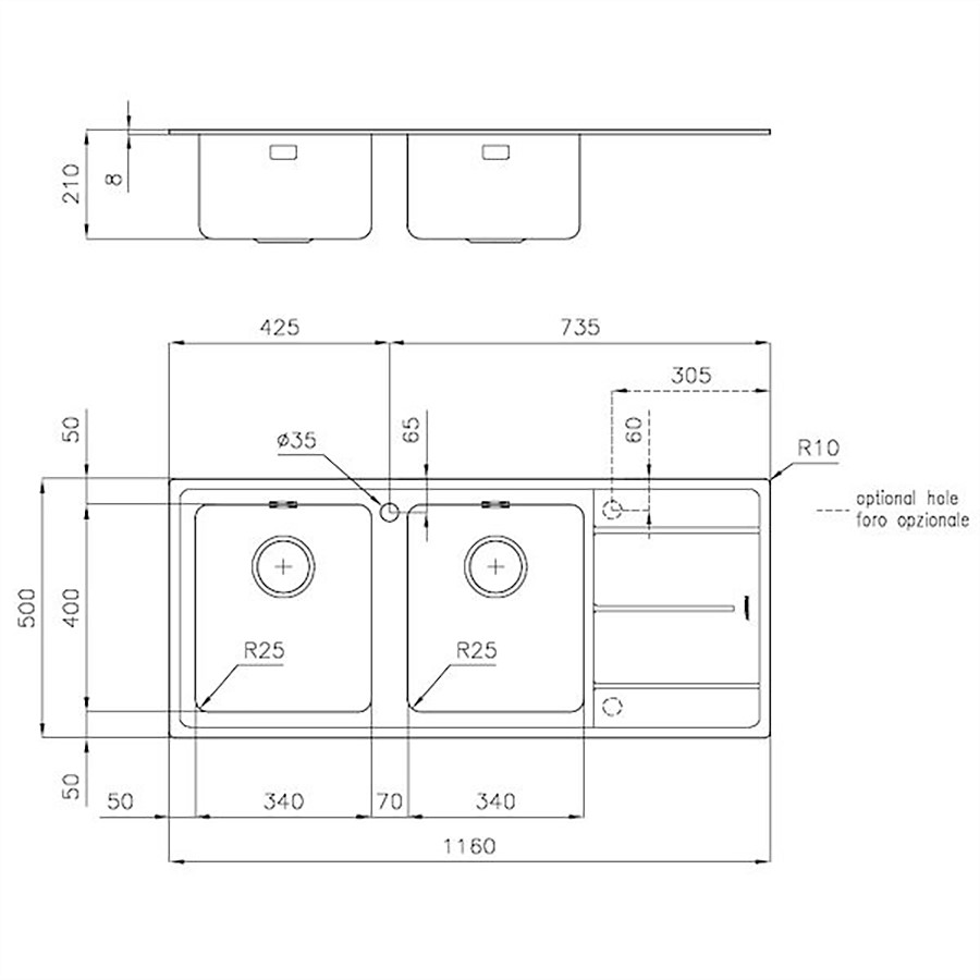 additioanl image for  Foster Sink Evo Stndrd (8mm Edge) St/St 