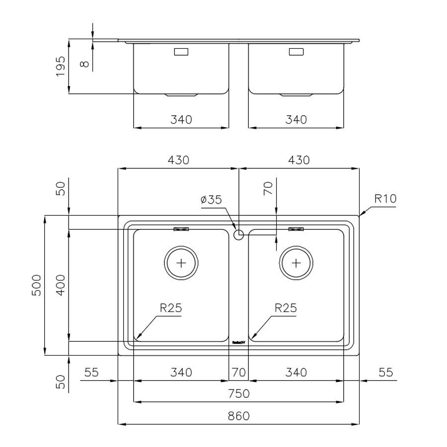 additioanl image for  Foster Sink Evo Stndrd S/S (8mm Edge) 