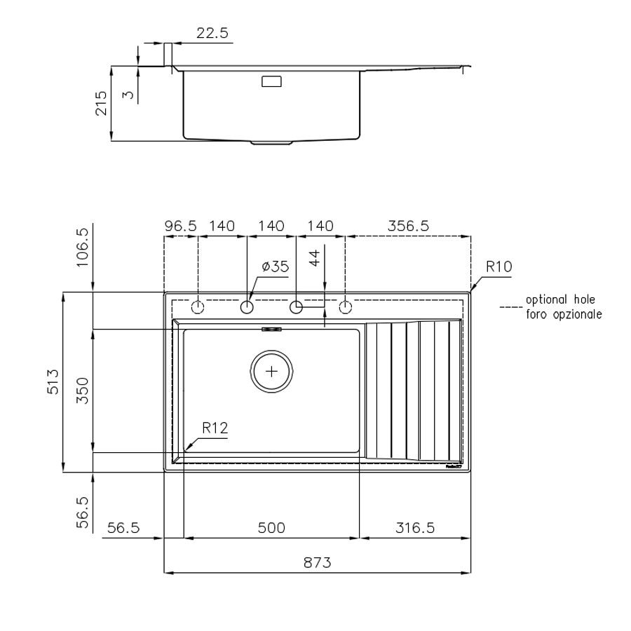 additioanl image for  Foster Sink Stripe Flat Edge S/Steel 
