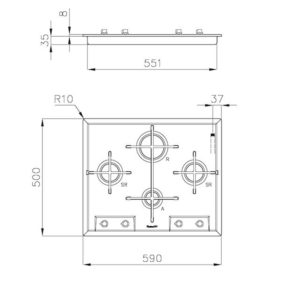 additioanl image for  Foster Hob Gas Veronika St/St 59 x 50 cm 