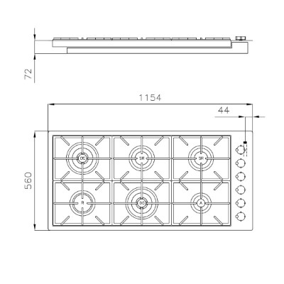 additioanl image for  Foster Gas Cooker Hob Milano 6B Pvd GM 