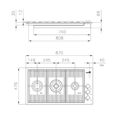 additioanl image for  Foster Gas Cooker Hob Milanello 3b Cop 