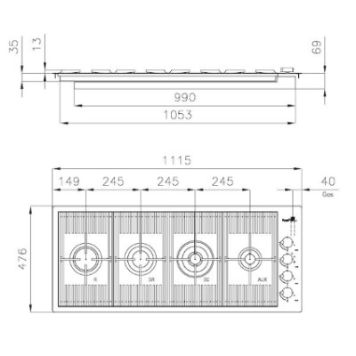 additioanl image for  Foster Gas Cooker Hob Milanelo 4B Gold 