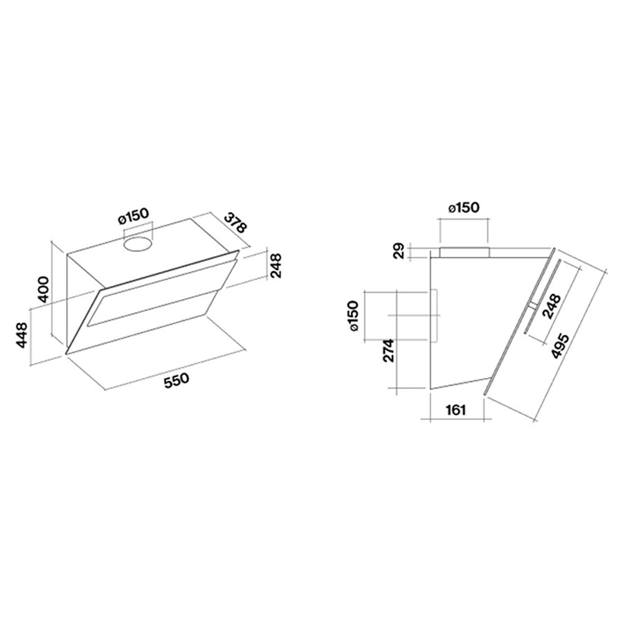 additioanl image for  Falmec Hood Verso Easy Black Glass 55 cm 