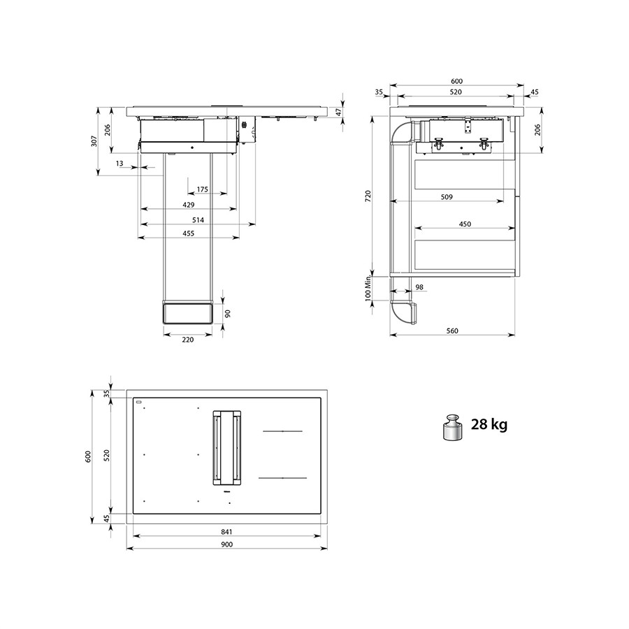 additioanl image for  Falmec Hob Aspirsation Zero Black 84 cm 