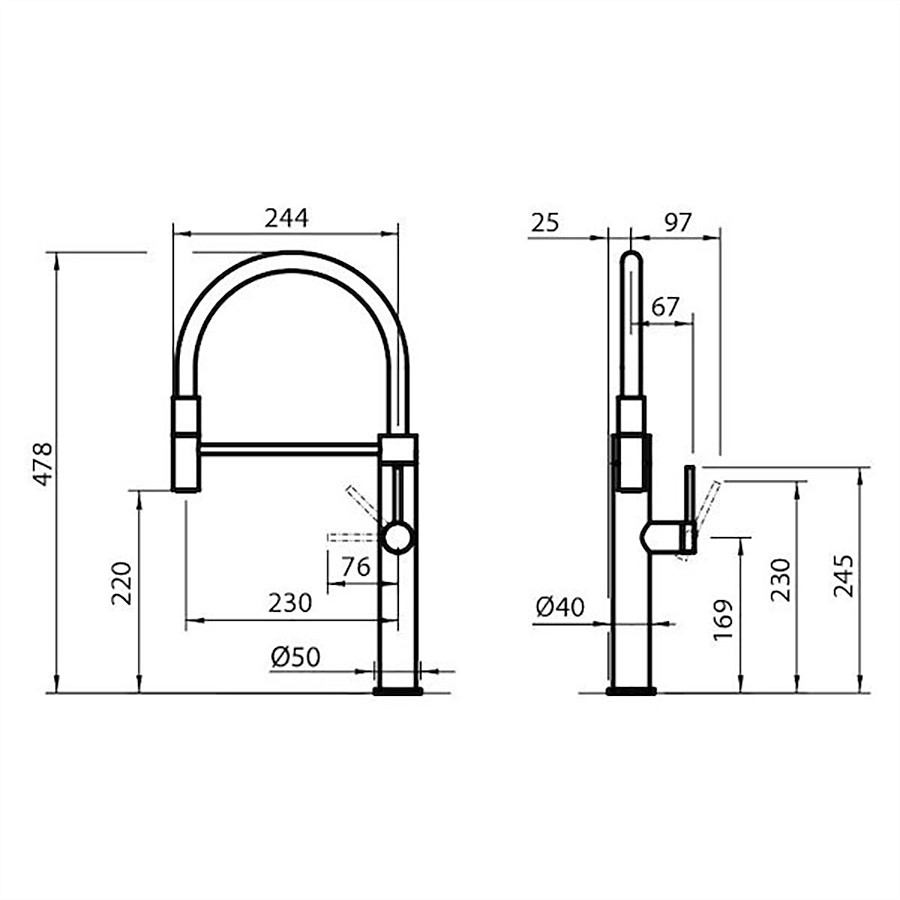 additioanl image for  Foster Kitchen Mixer Flexible Head Satin 
