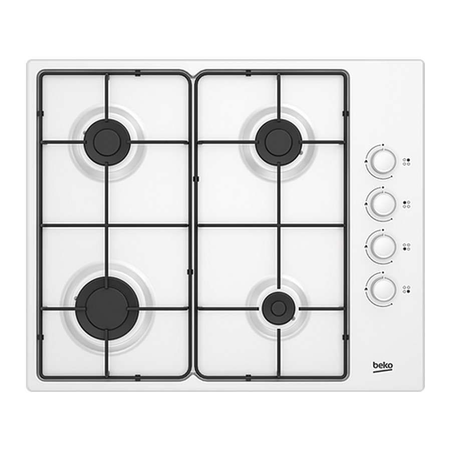 product image Beko Hob Gas 4 Burners White 60 cm H 4.4 cm x W 61 cm x D 51 cm Side Control