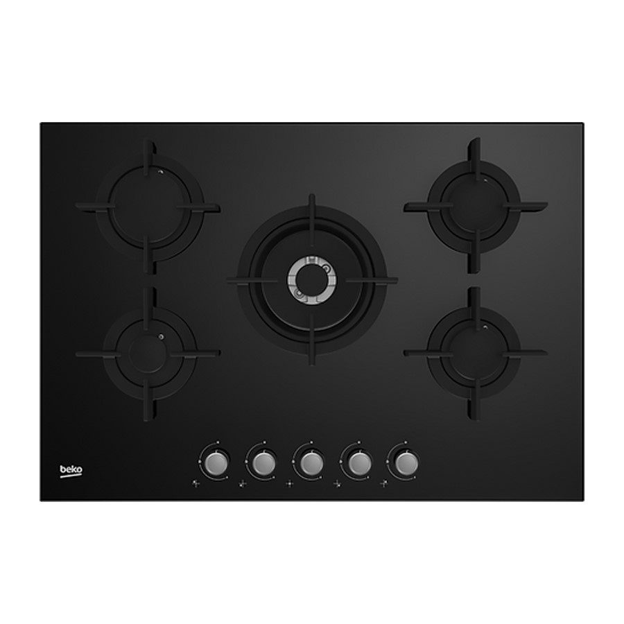 product image Beko Hob Gas 5 Burners Black Glass 75 cm H 4.60 cm x W 75.00 cm x D 52.40 cm
