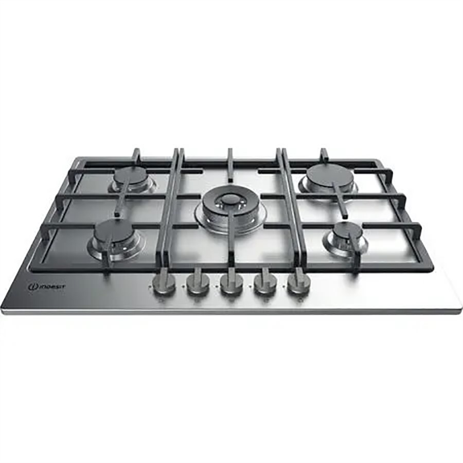 product image Indesit Gas Hob 5 Burners Inox H 5.8cm x D 51.0cm x W 73.0cm - Cast Iron
