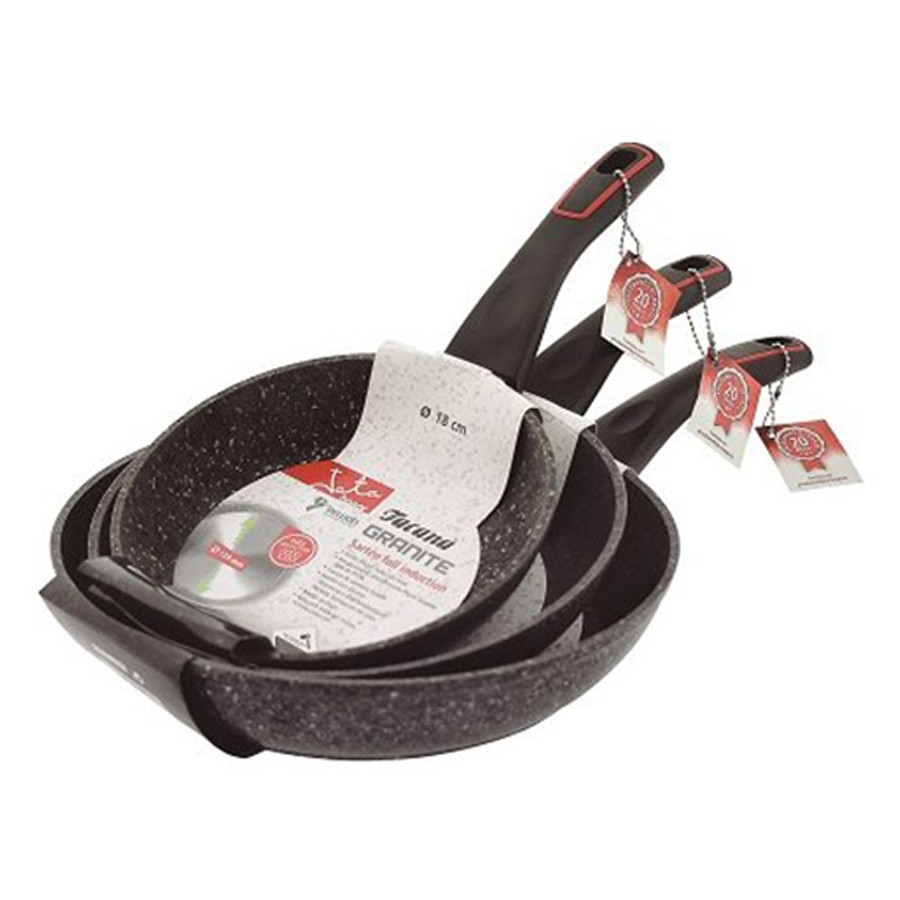 product image Jata Induction Forge Aluminium Pans Diam. 18, 22 and 26 cm. Non-stick coating and diffuser base.