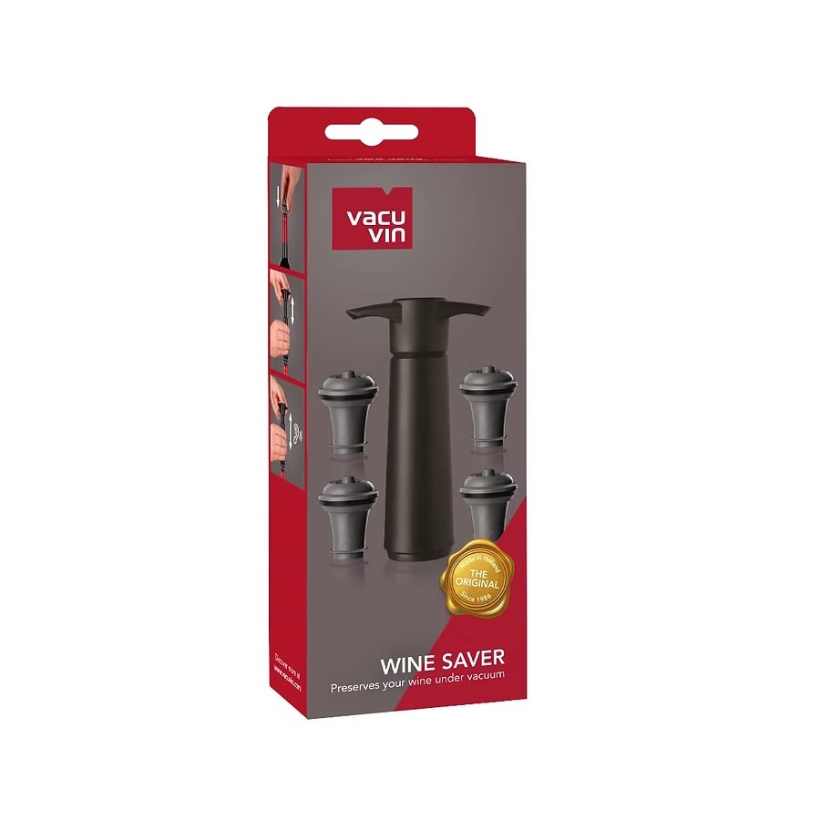 product image Vacuvin Wine Saver Set Black (1 Pump, 4 Stoppers)