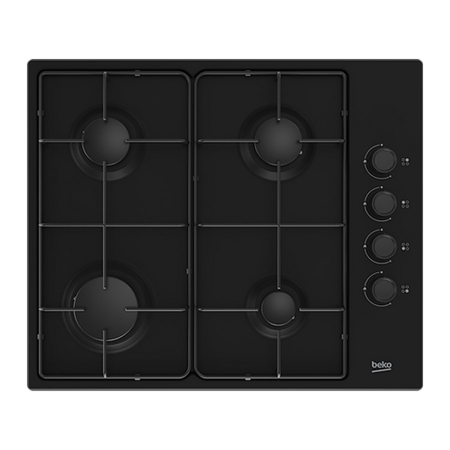 product image Beko Hob Gas 4 Burners Black 61 cm H 4.4 cm x W 61 cm x D 51 cm Side Control
