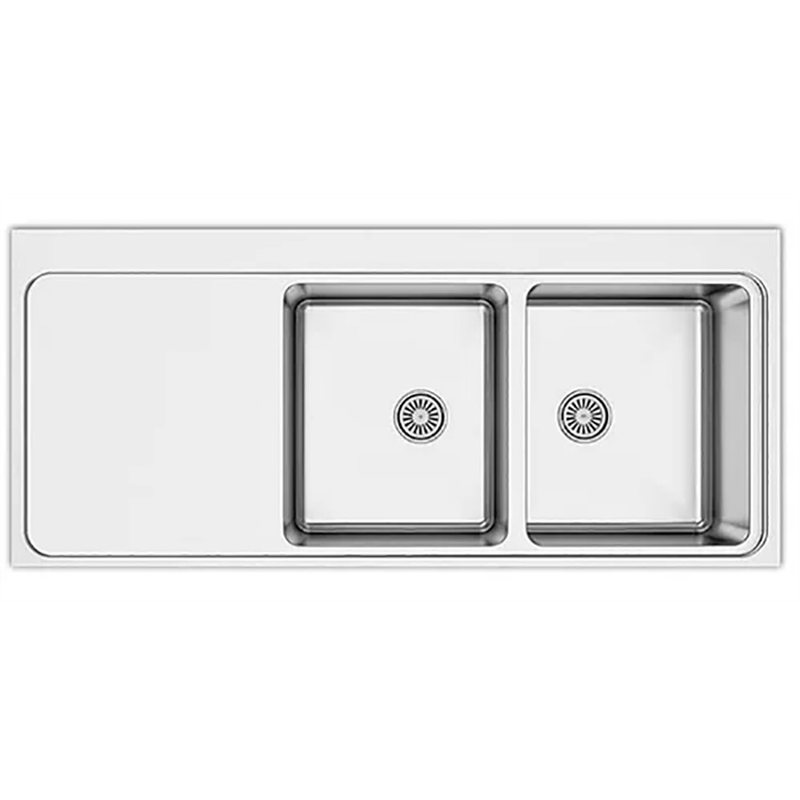 product image Asil Sink 2 Bowls S/Steel 116 x 52 cm Left Drain Flush Mount