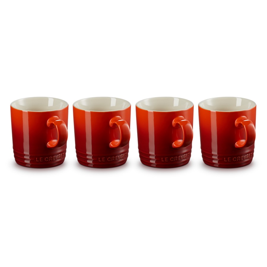 Le Creuset 4 Coffee Mugs Cerise 350 ml Image