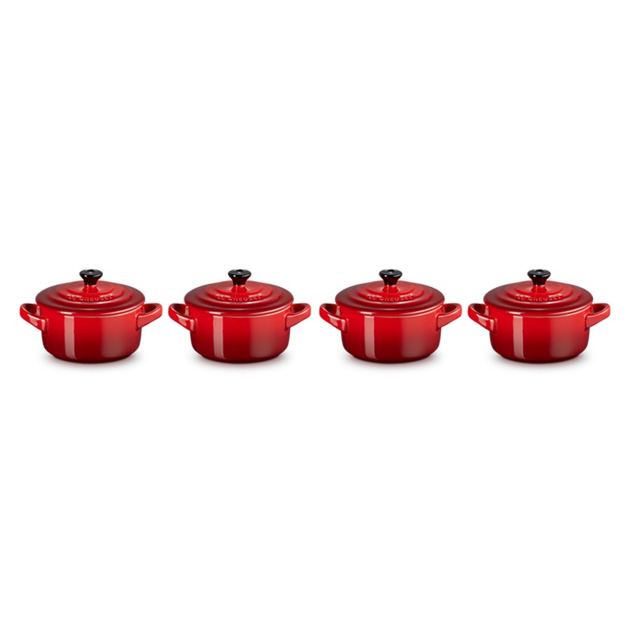 Le Creuset Round 4 Mini Cocottes Cerise Image