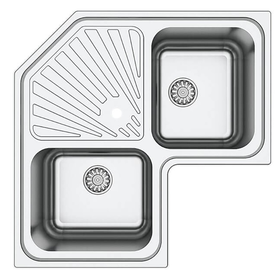 product image Asil Sink 2 Bowl Corner 83 x 83 cm Inset