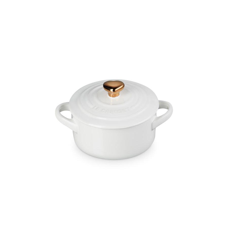 Le Creuset Rd Cocotte Hrt Knob Wht 10 cm Image