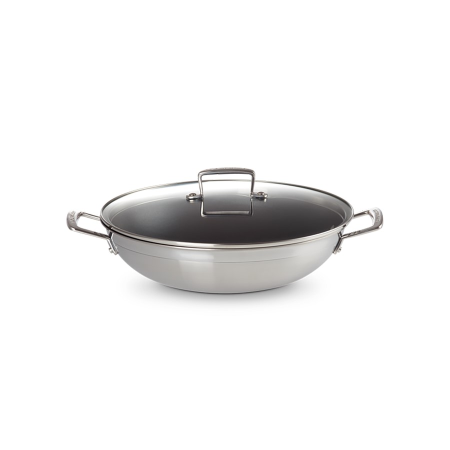 product image Le Creuset Wok With Non-Stick Coating S/Steel 30 cm With Glass Lid.