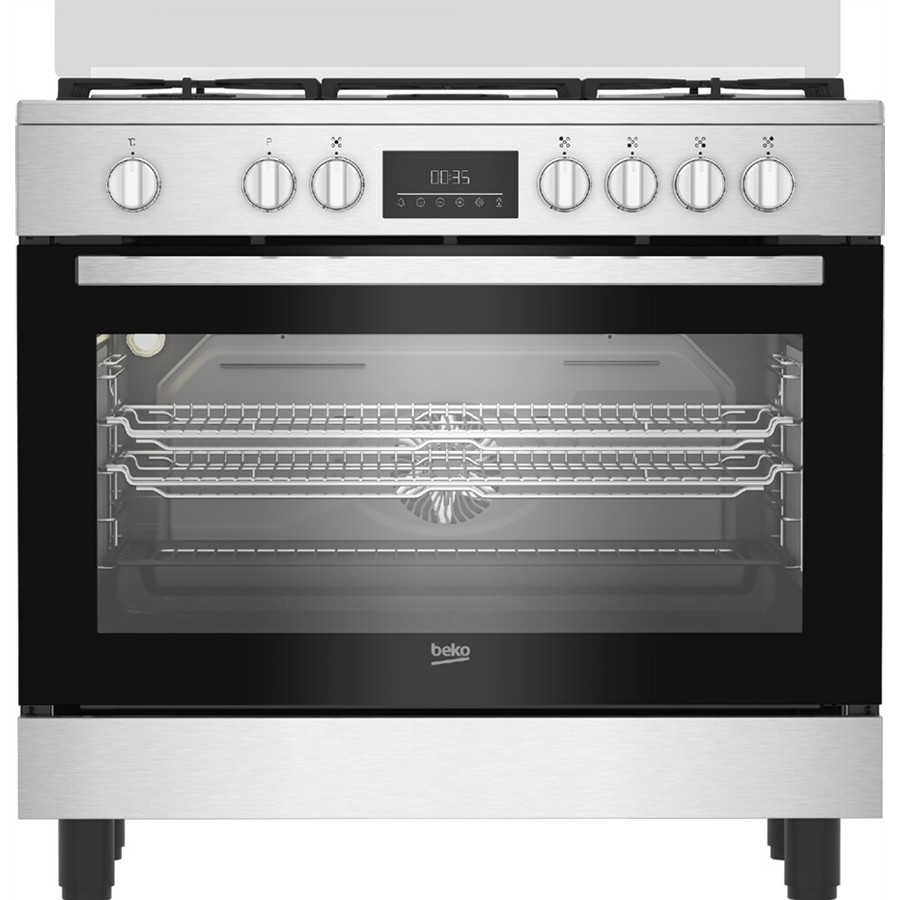 product image Beko Cooker Dual Fuel 5 Burners Inox H 90 cm x W 90 cm x D 60 cm