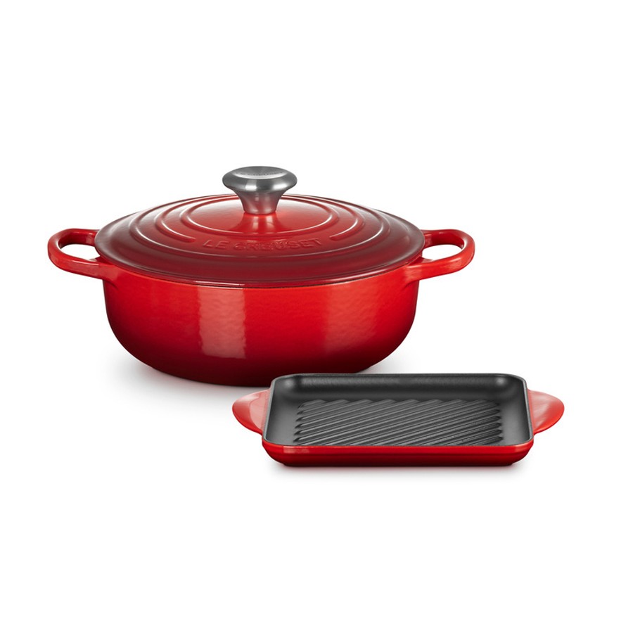 Le Creuset Cass.+Rect Grill Cerise 24 cm Image