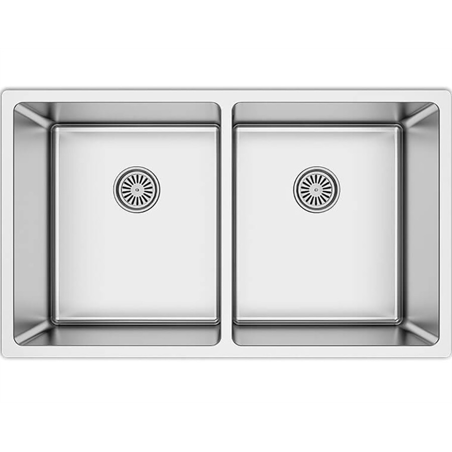 product image Asil Sink 2 Bowl Brush S/Steel 74 x 44cm NO Drain Drawn