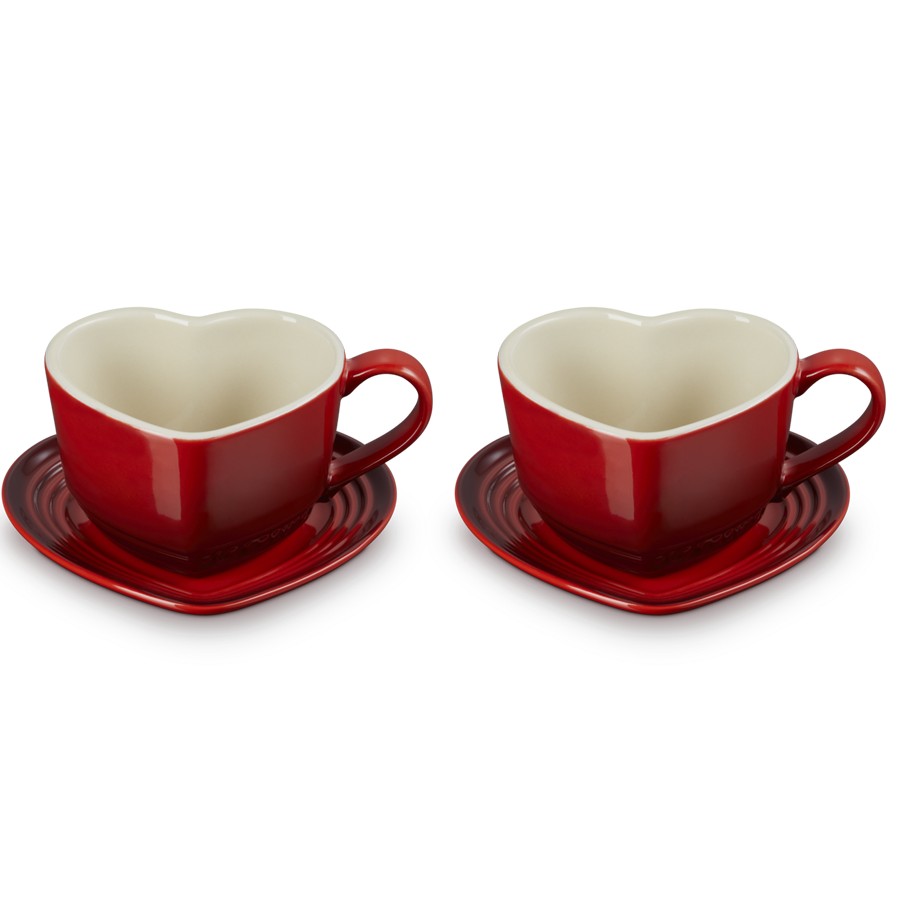 product image Le Creuset Heart Mug & Saucer Set Cerise 