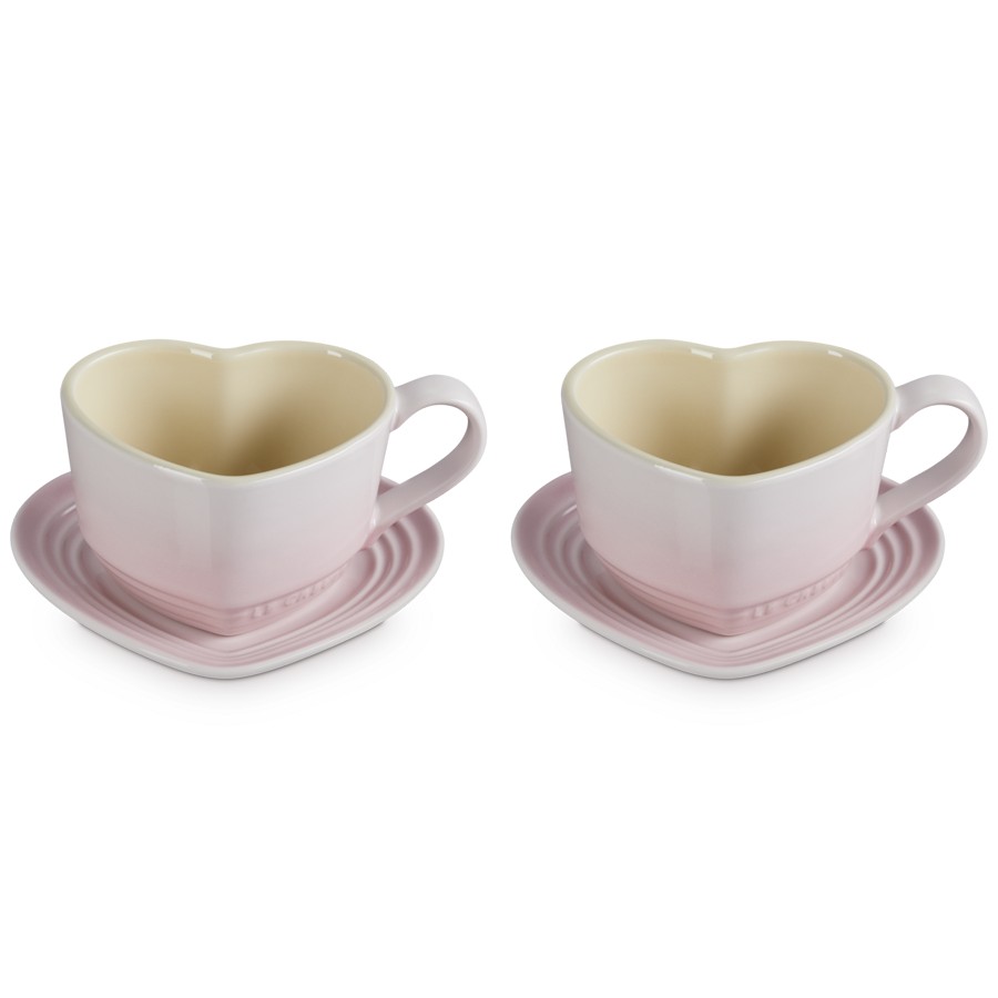Le Creuset Set of Hrt Mug Saucer S/Pink Image