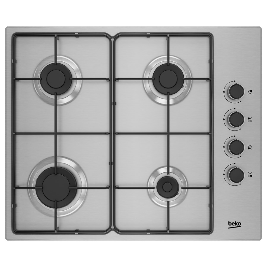 product image Beko Hob Gas 4 Burners Inox 60 cm H 4.4 cm x W 61.0 cm x D 51.0 cm  
Side Control