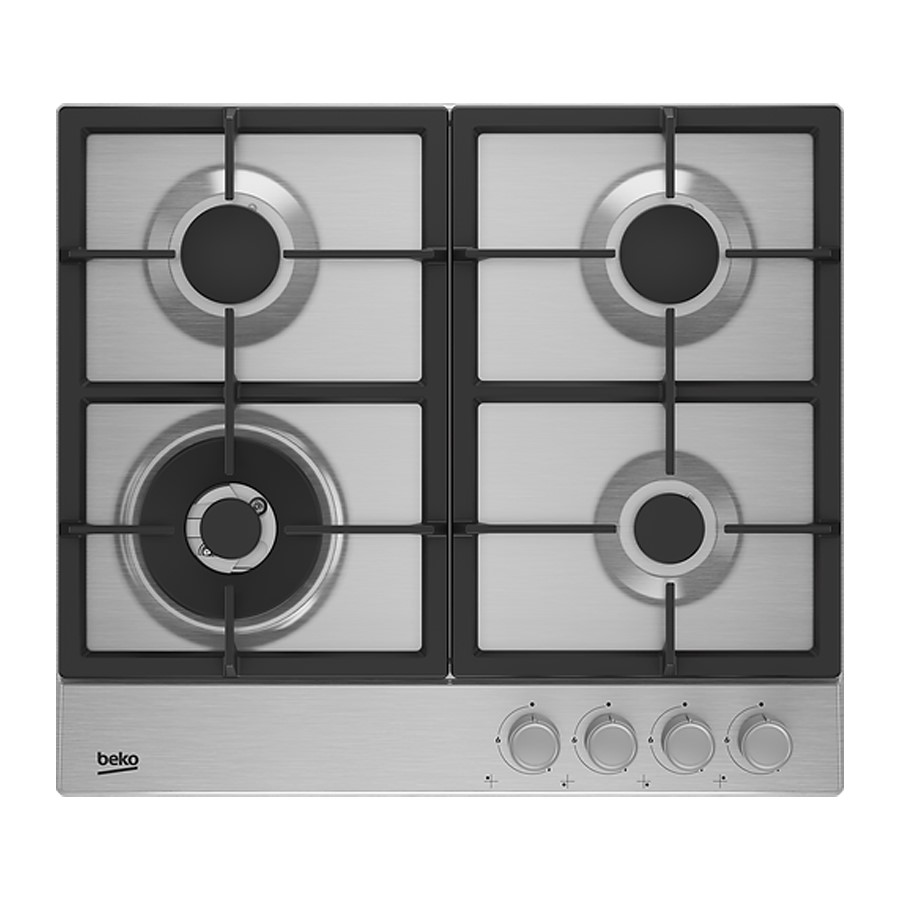product image Beko Hob Gas 4 Burner C/Iron Inox 60 cm H 4.80 cm x W 58 cm x D 51 cm