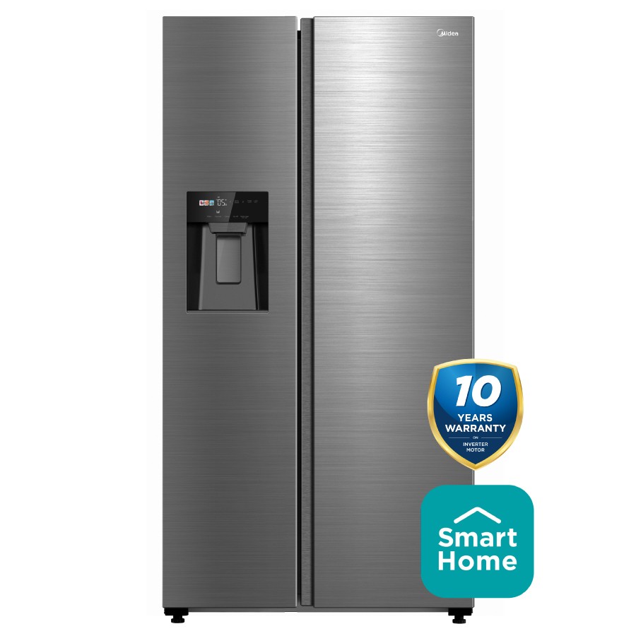 product image Midea American Style Fridge Freezer with Water and Ice Dispenser 573L - Stainless Steel