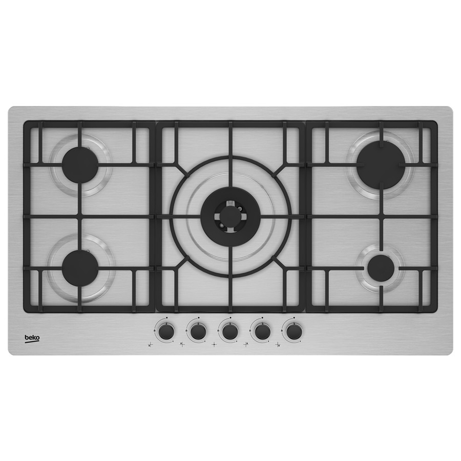 product image Beko Hob Gas 4 Burner & 1 Wok Inox 90 cm H 9.70 cm x W 90.00 cm x D 51.00 cm