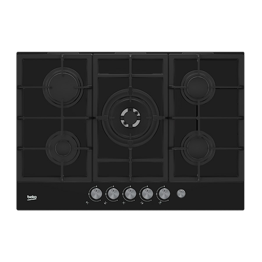 product image Beko Hob Gas 5 Burners Black Glass 90 cm H 10.60 cm x W 89.50 cm x D 52.00 cm