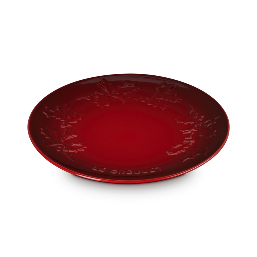 product image Le Creuset Holly Relief Plate Cerise19cm 