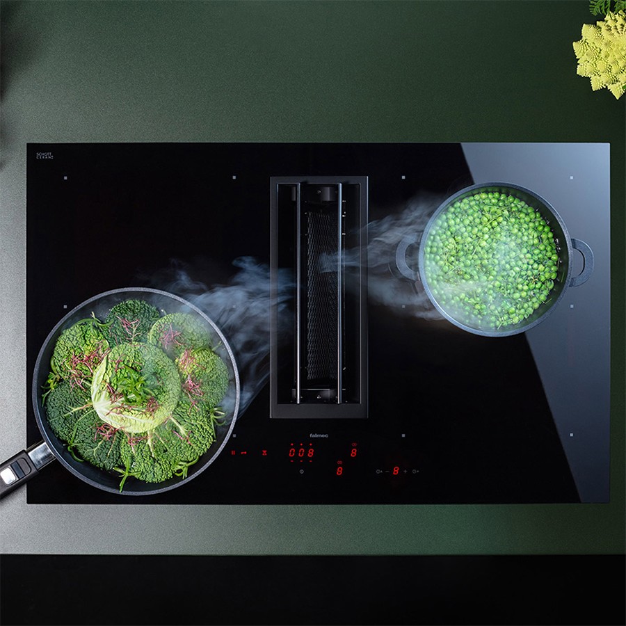 product image Falmec Quantum Pro Aspiration Hob Black 85cm Duct Out Glass