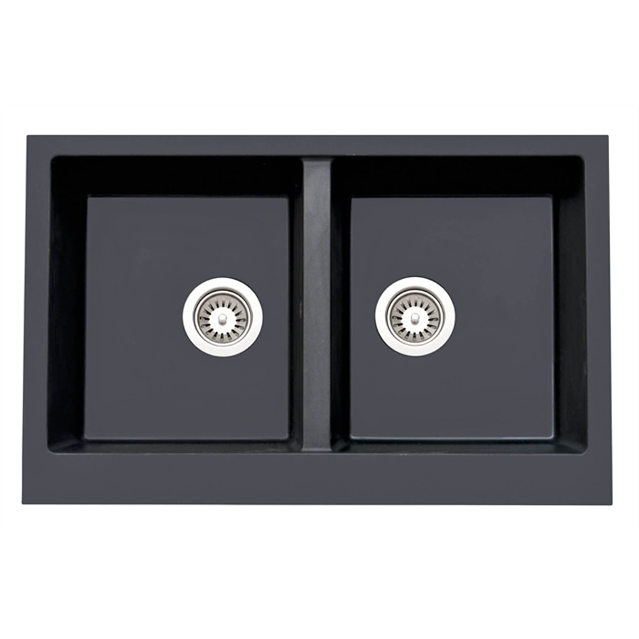 product image Asil Sink 2 Bowl Black Granite Top Mount 