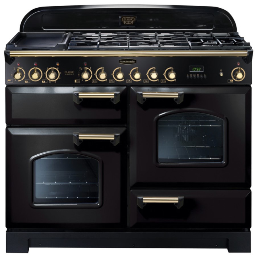 product image RangeMaster Cooker Dual Feul Black Brass H 90.50 / 93.00 cm x W 99.40 cm x D 60.80 cm