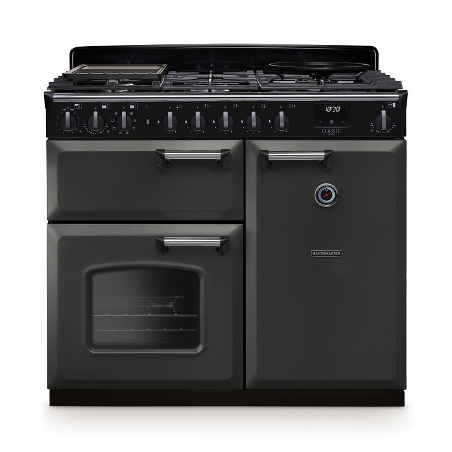 product image RangeM Dual Fuel Slate/Chrome 100 cm H 89.50 / 93.50 cm x W 99.40 cm x D 66.60 cm