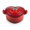 Le Creuset Cast Iron Heart Shaped Casserole with Heart Knob Cerise