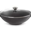 Le Creuset Cast Iron Wok with Glass Lid 36cm 4.5L Satin Black