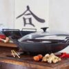 Le Creuset Cast Iron Wok with Glass Lid 36cm 4.5L Satin Black - Image 2