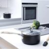Le Creuset Non-Stick Saucepan with Glass Lid & Helper Handle 20cm Black - Image 3